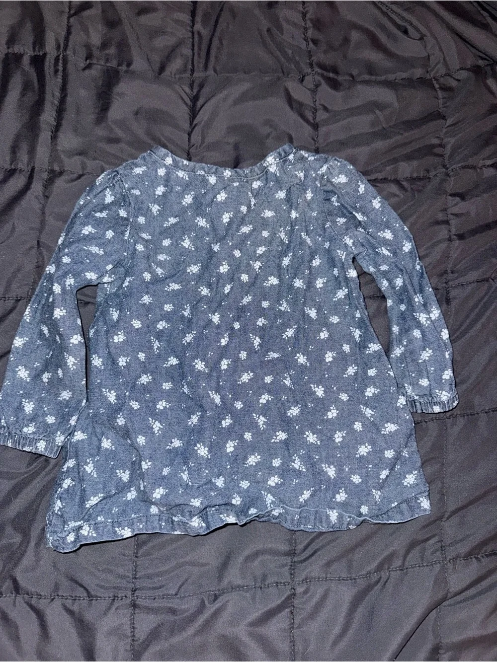 Carter's Navy Floral Long Sleeve Top with Red Buttons